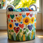 Sonnenblumen und Herzen Wäschekorb