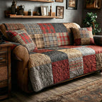 Rustikales Karo Patchwork Sofaüberwurf