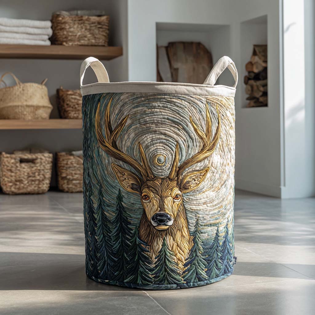 Hirsch im Relief Wäschekorb