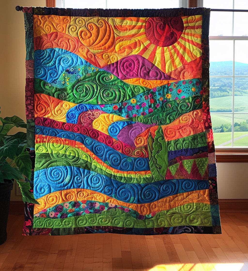 Hippie Sonnenwellen Bunt Decke