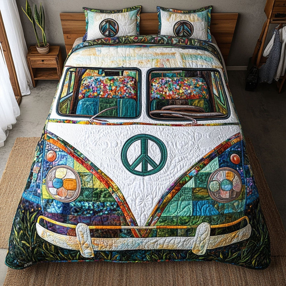 Hippiebus Peace Refugium 3-teiliges Bettwäsche-Set