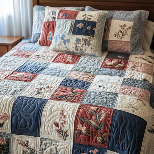 Blumen Patchwork Bunt 3-teiliges Bettwäsche-Set