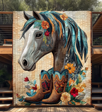 Cowboypferd mit Stiefeln Kunst Wandbehang