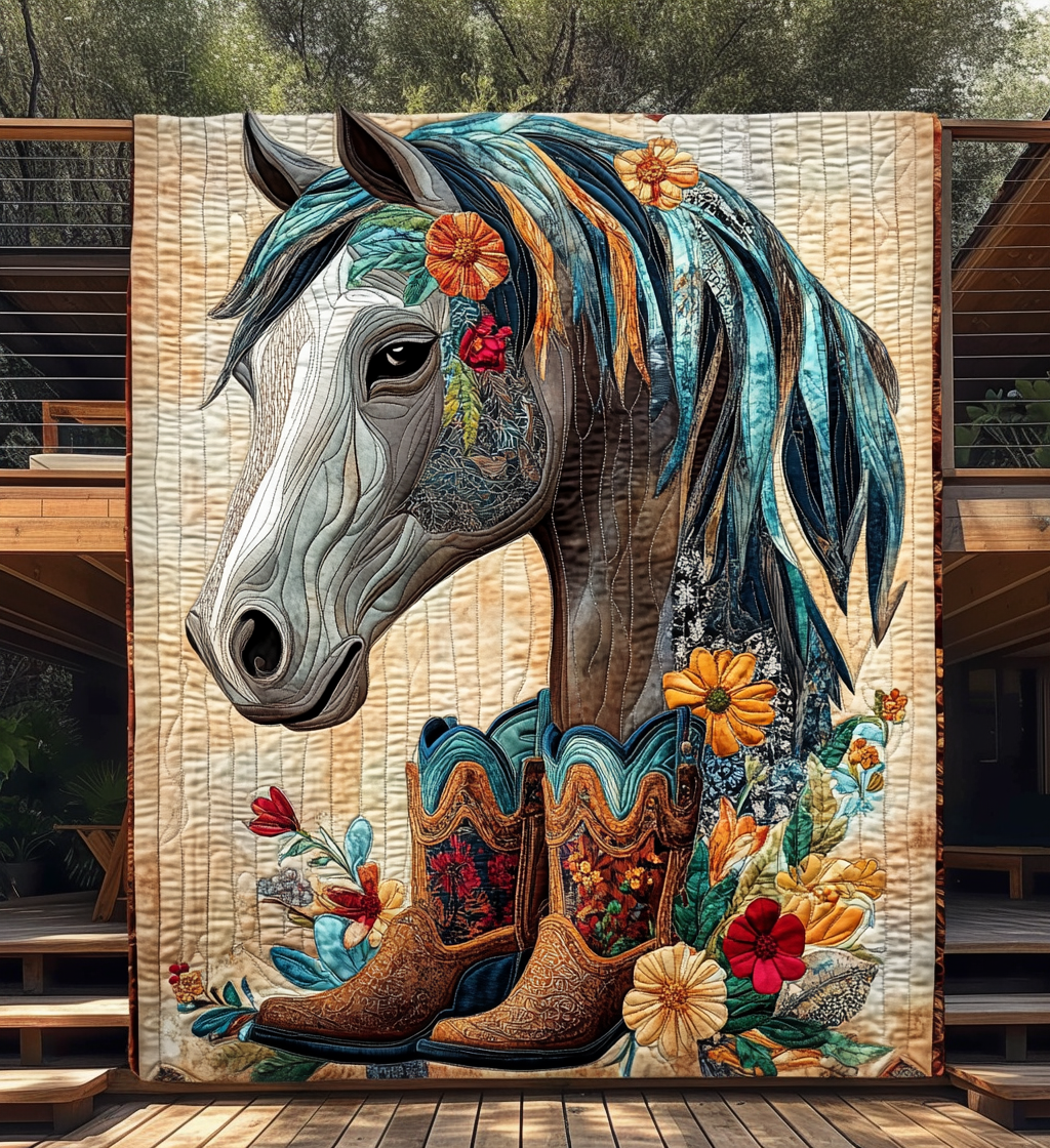 Cowboypferd mit Stiefeln Kunst Wandbehang