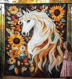 Pferd im Sonnenblumentraum Kunst Wandbehang