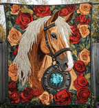 Pferd mit Roten Rosen Kunst Wandbehang