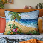 Palme Strand Blütenbucht Kissenbezug