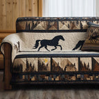 Western Pferde Silhouette Sofaüberwurf
