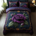 Lila Rose Lavendel Eleganz 3-teiliges Bettwäsche-Set