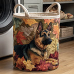 Schäferhund im Herbstlaub Wäschekorb