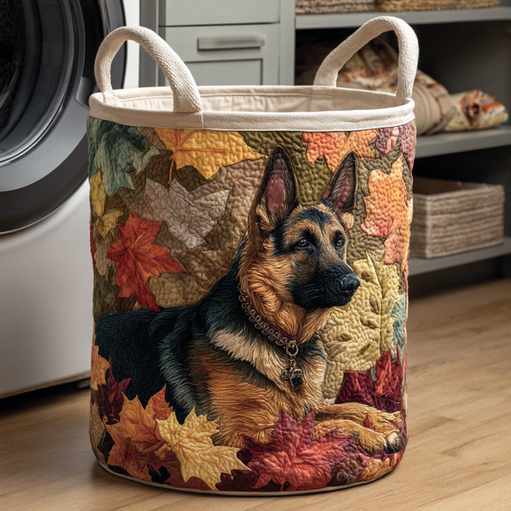 Schäferhund im Herbstlaub Wäschekorb