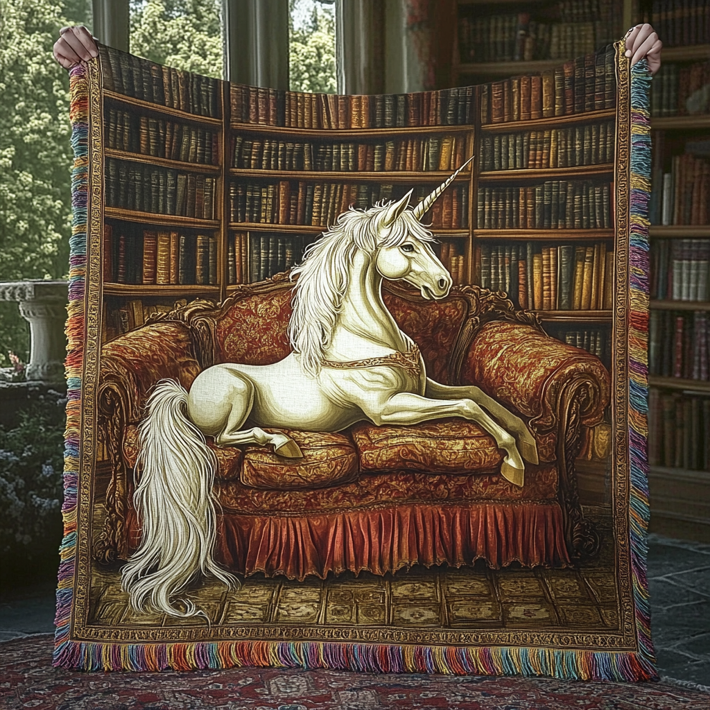 Einhorn Bibliothek Gewebt Sofadecke