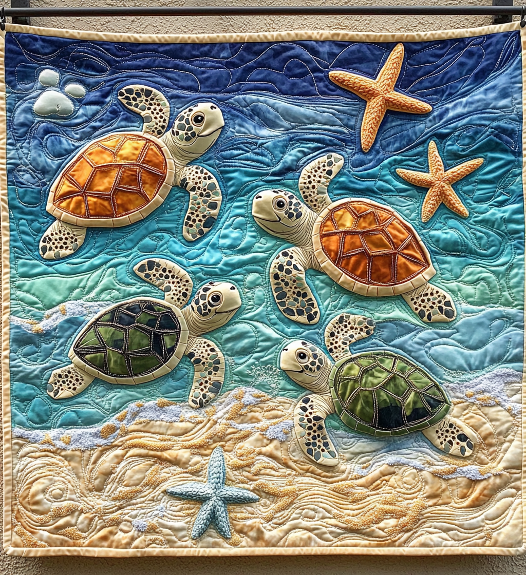 Kleine Meeresschildkröten Kunst Wandbehang