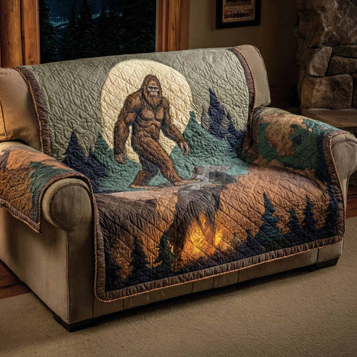 Bigfoot Lagerfeuer Mondnacht Sofaüberwurf