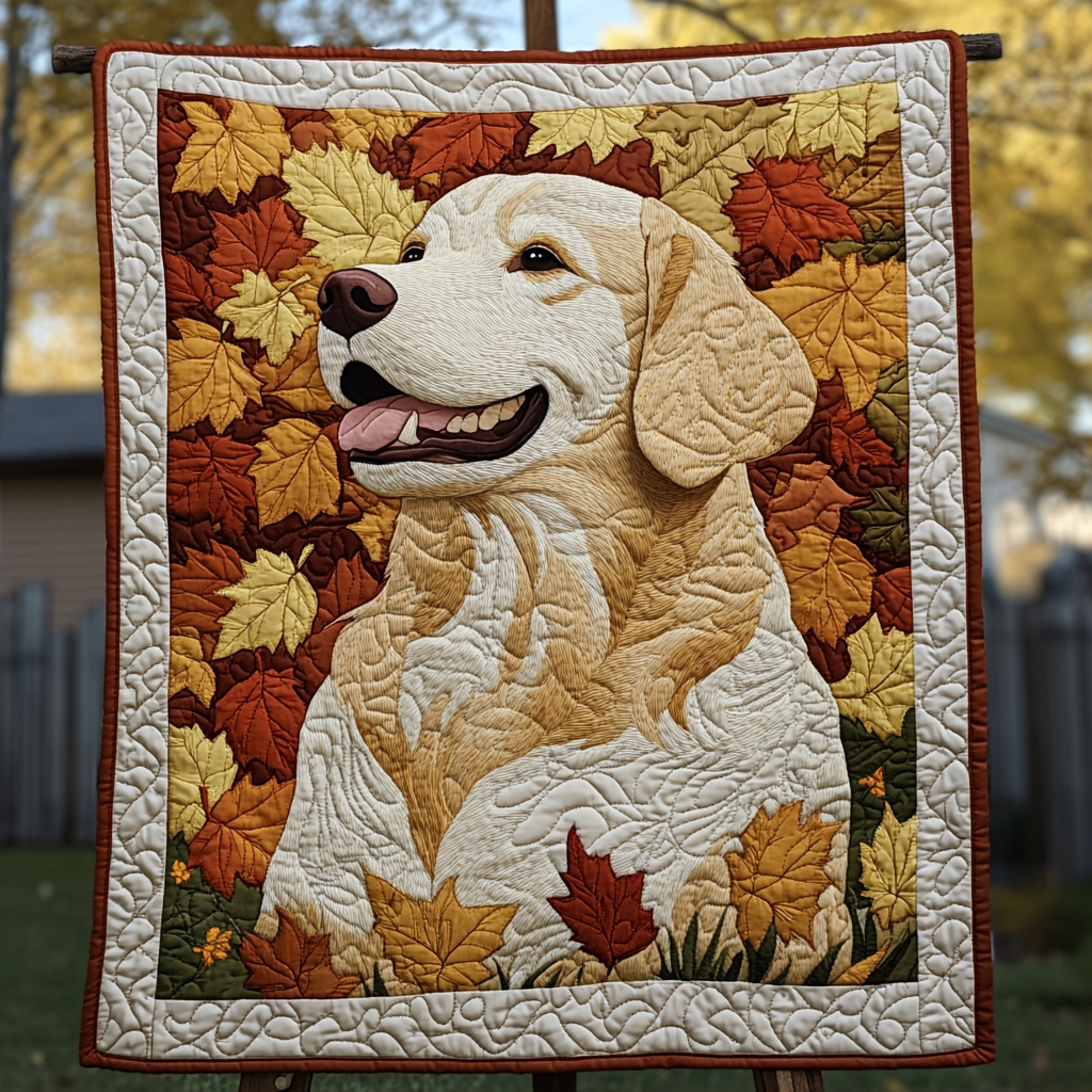 Treuer Golden Retriever Herbst Kunst Wandbehang