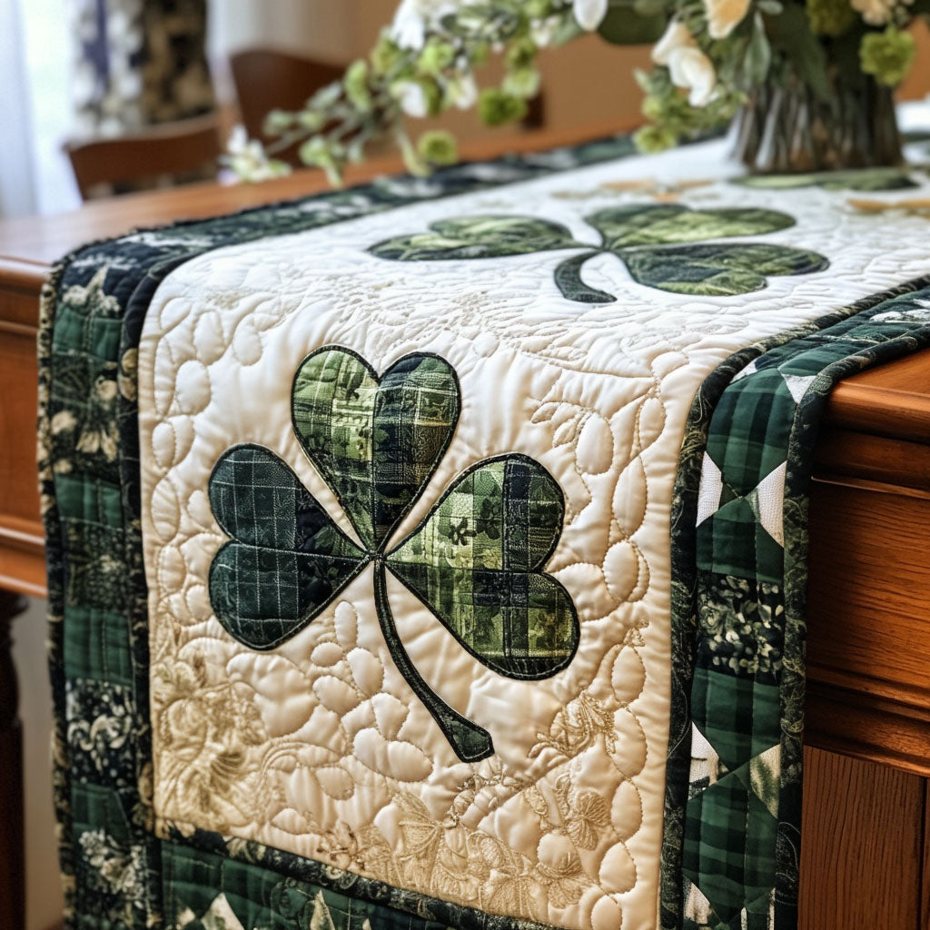 Grünes Kleeblatt Glückspfad Tischläufer
