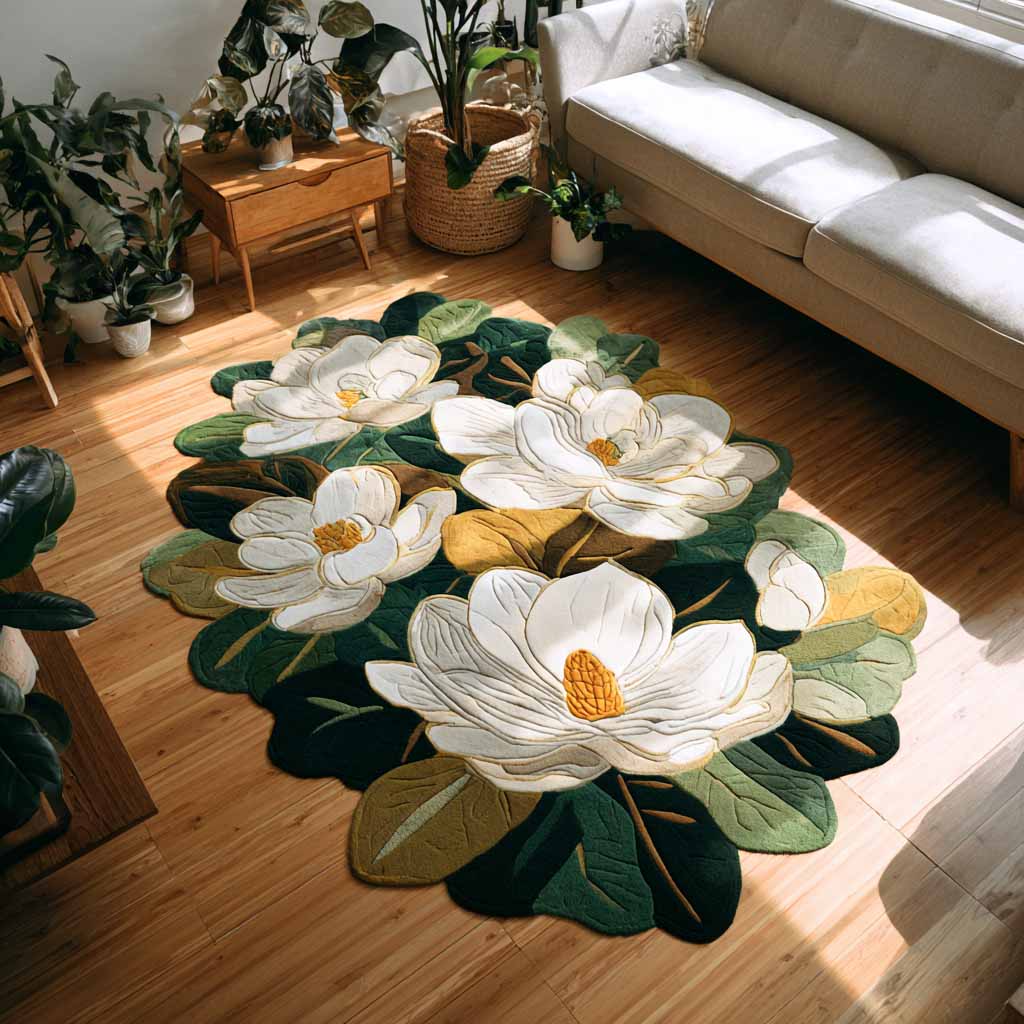 Weisse Magnolienblüten Sonderform Decke