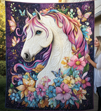 Blütenverziertes Pferd Kunst Wandbehang