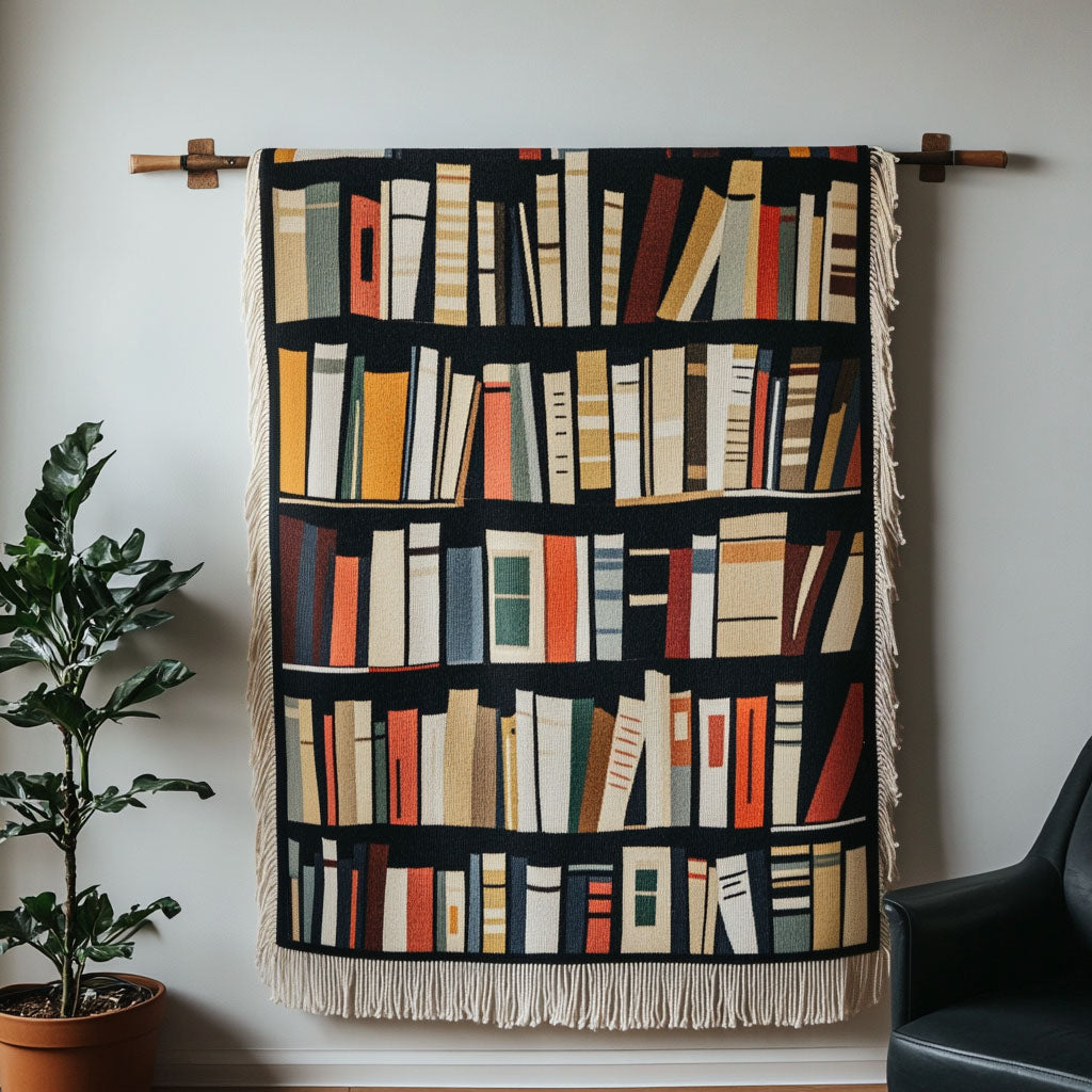 Minimalistisches Bücherregal Gewebt Sofadecke