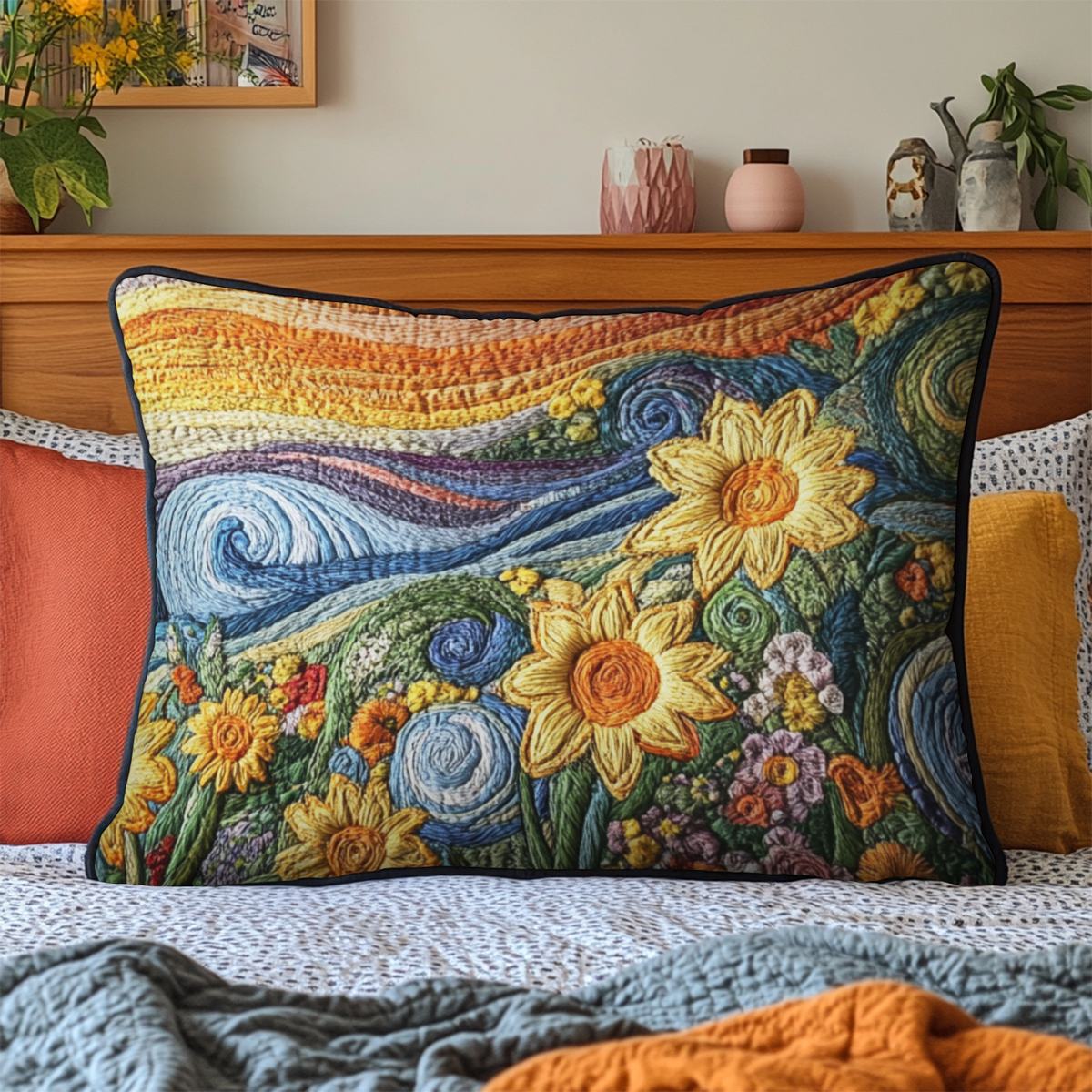 Sonnenblumen Sternennacht Kissenbezug