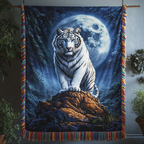 Weisser Tiger Mondnacht Gewebt Sofadecke