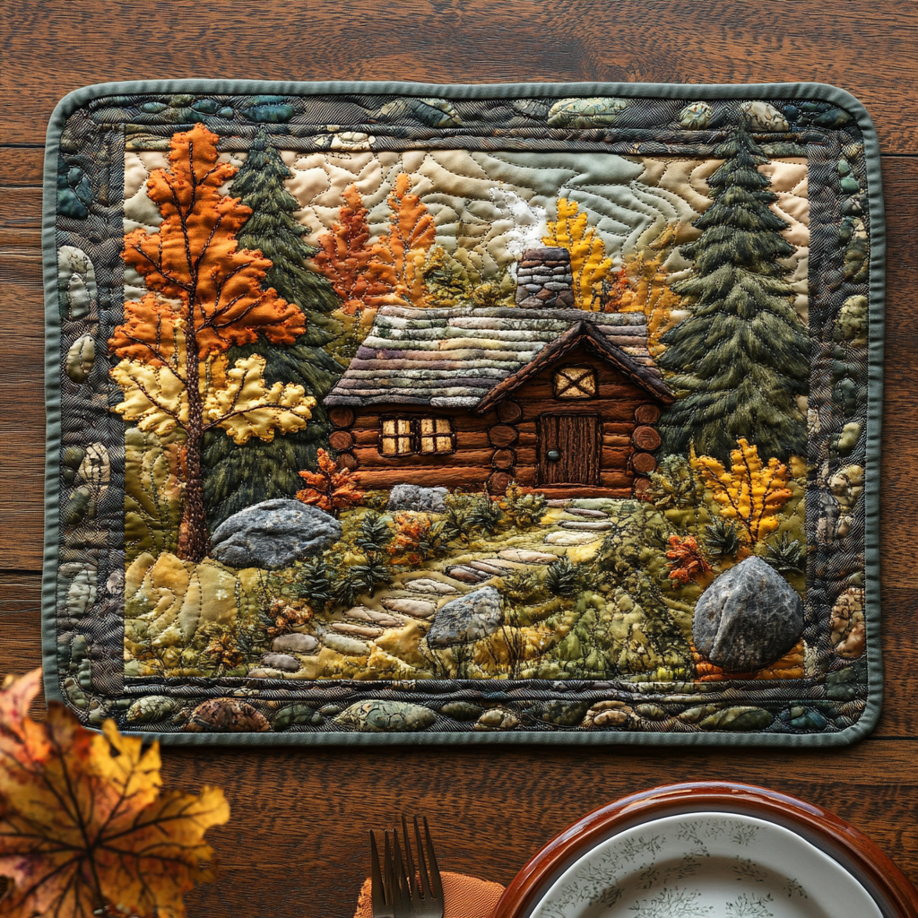 Herbstliche Blockhütte Wald Untersetzer