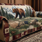 Bär Bergwald Wanderung Sofaüberwurf