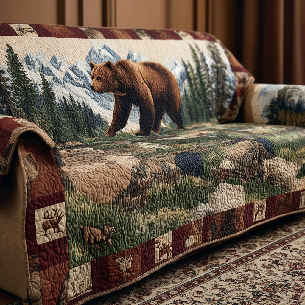 Bär Bergwald Wanderung Sofaüberwurf