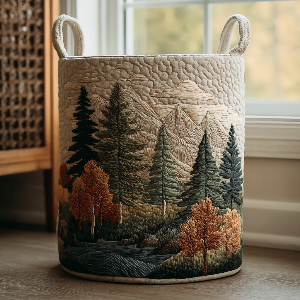 Kiefernwald im Herbst Wäschekorb