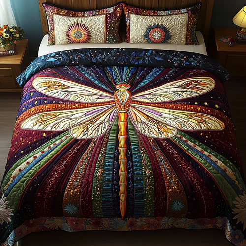 Bunte Libelle Mandala 3-teiliges Bettwäsche-Set