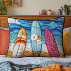 Bunte Surfbretter Blüten Kissenbezug