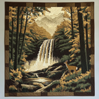 Waldwasserfall mit Hirsch Kunst Hängend