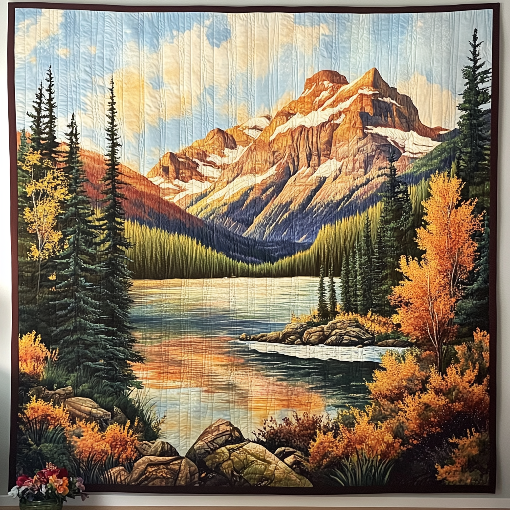 Bergsee im Herbst Kunst Wandbehang