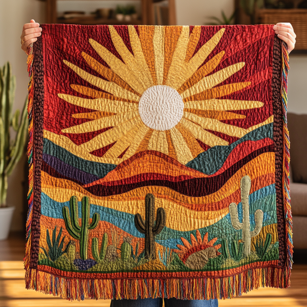 Sonne Wüstenlandschaft Gobelin Gewebt Sofadecke