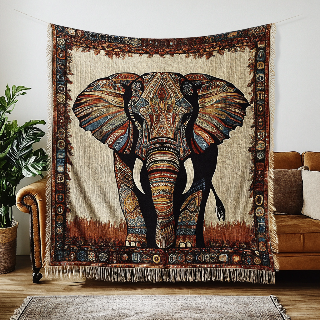 Edler Elefant Relief Gewebt Sofadecke