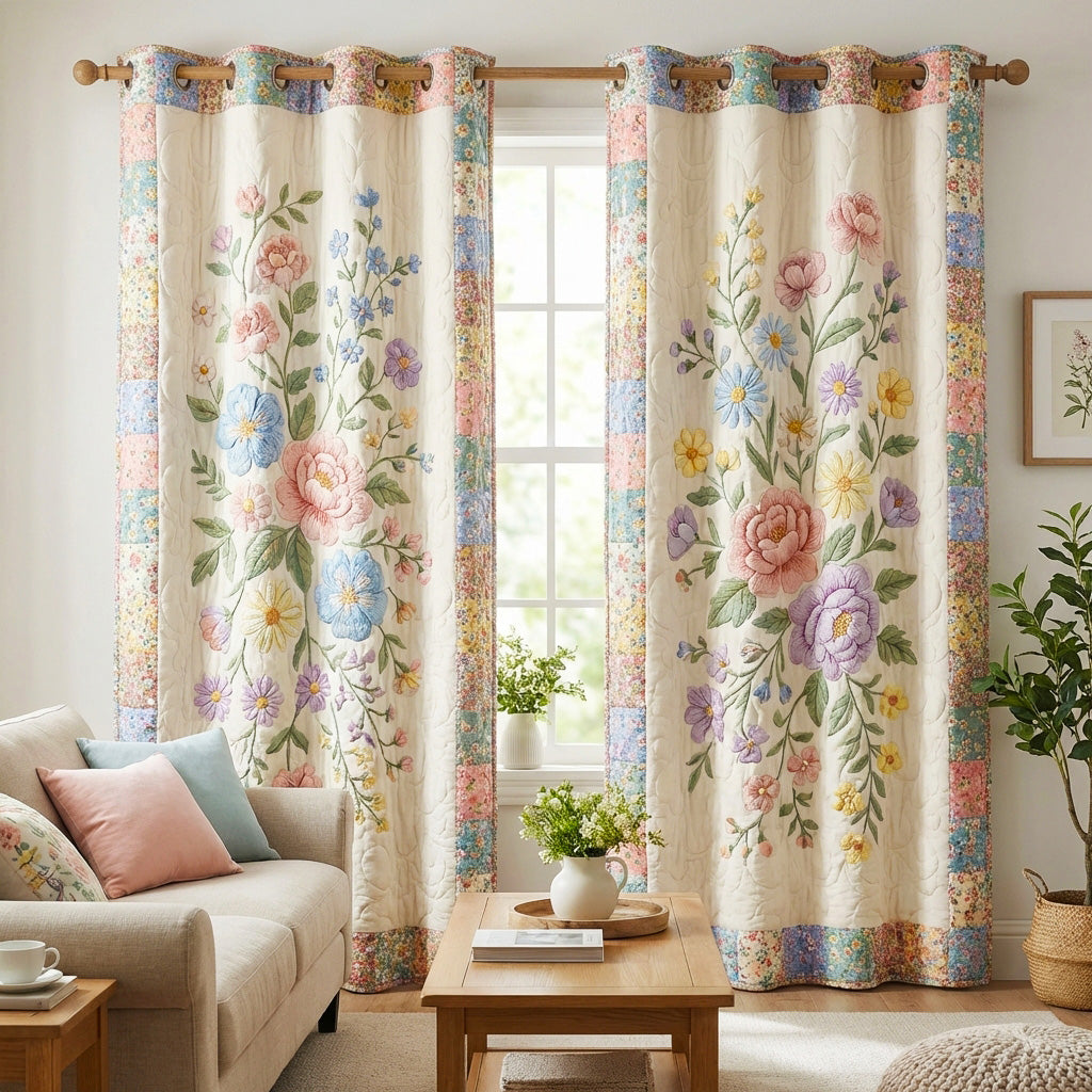Pastellfarbener Garten Vorhänge