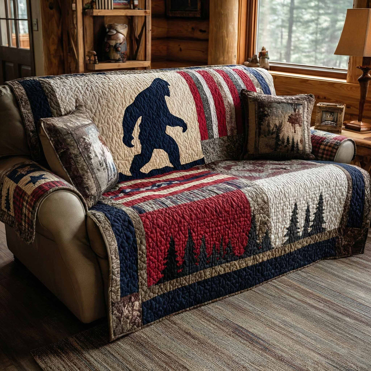 Bigfoot Lagerfeuer Mondnacht Sofaüberwurf