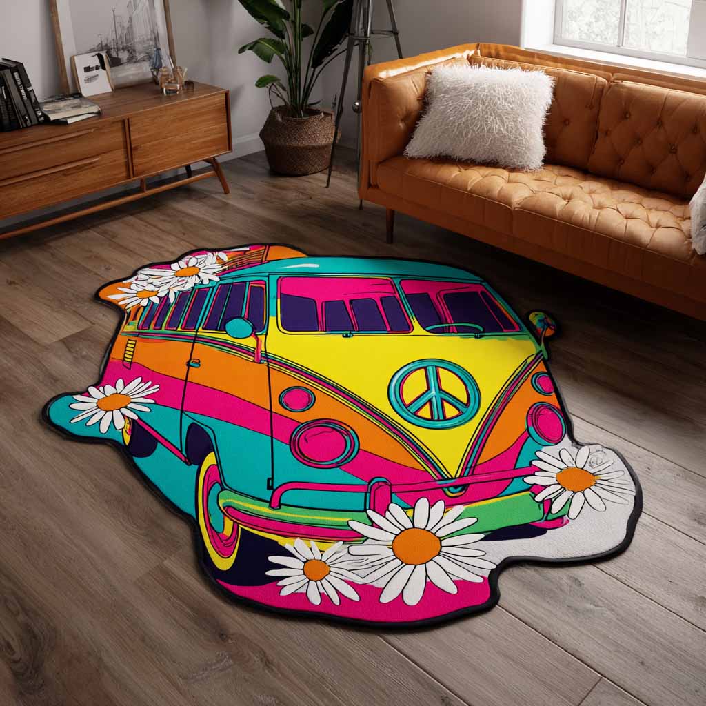 Regenbogen Hippiebus Margeriten Sonderform Decke
