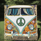 Peace Hippiebus Frontansicht Gewebt Sofadecke