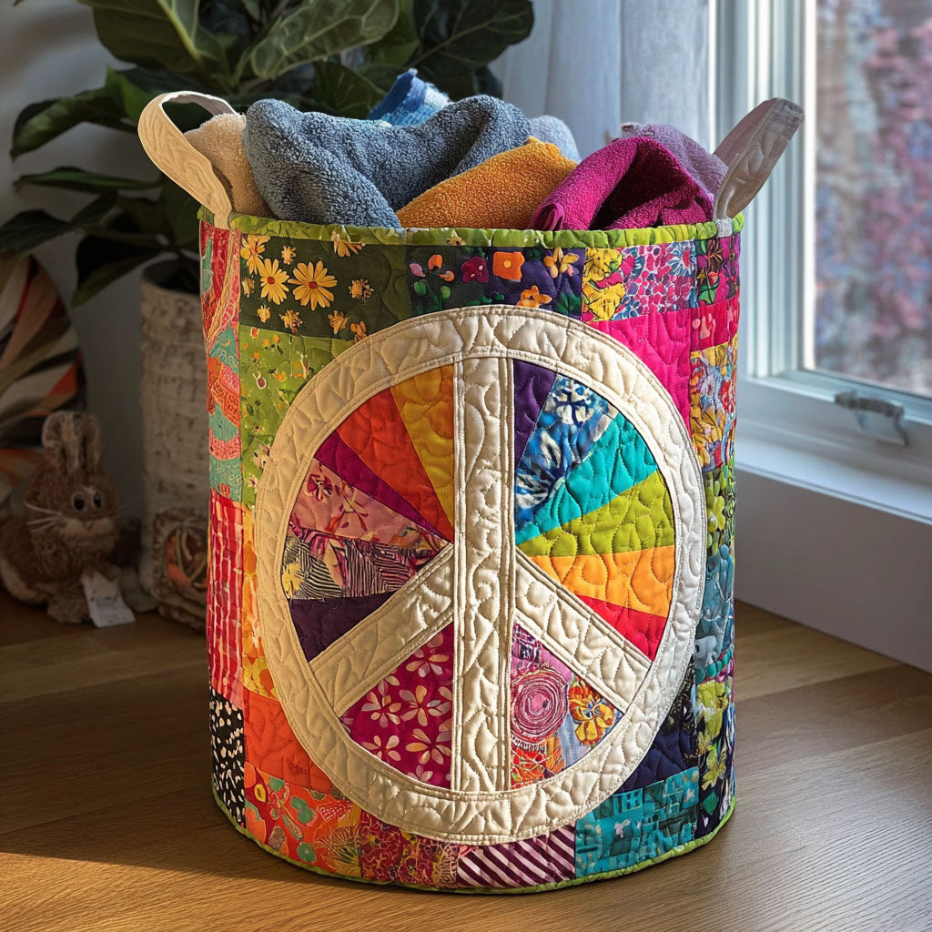 Regenbogen Peace Zeichen Wäschekorb