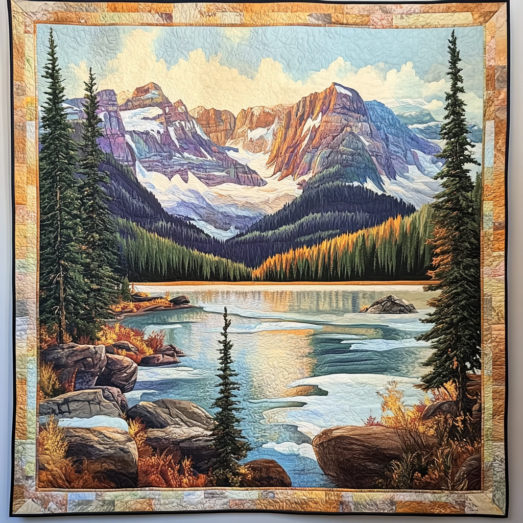 Friedlicher Bergsee Kunst Wandbehang