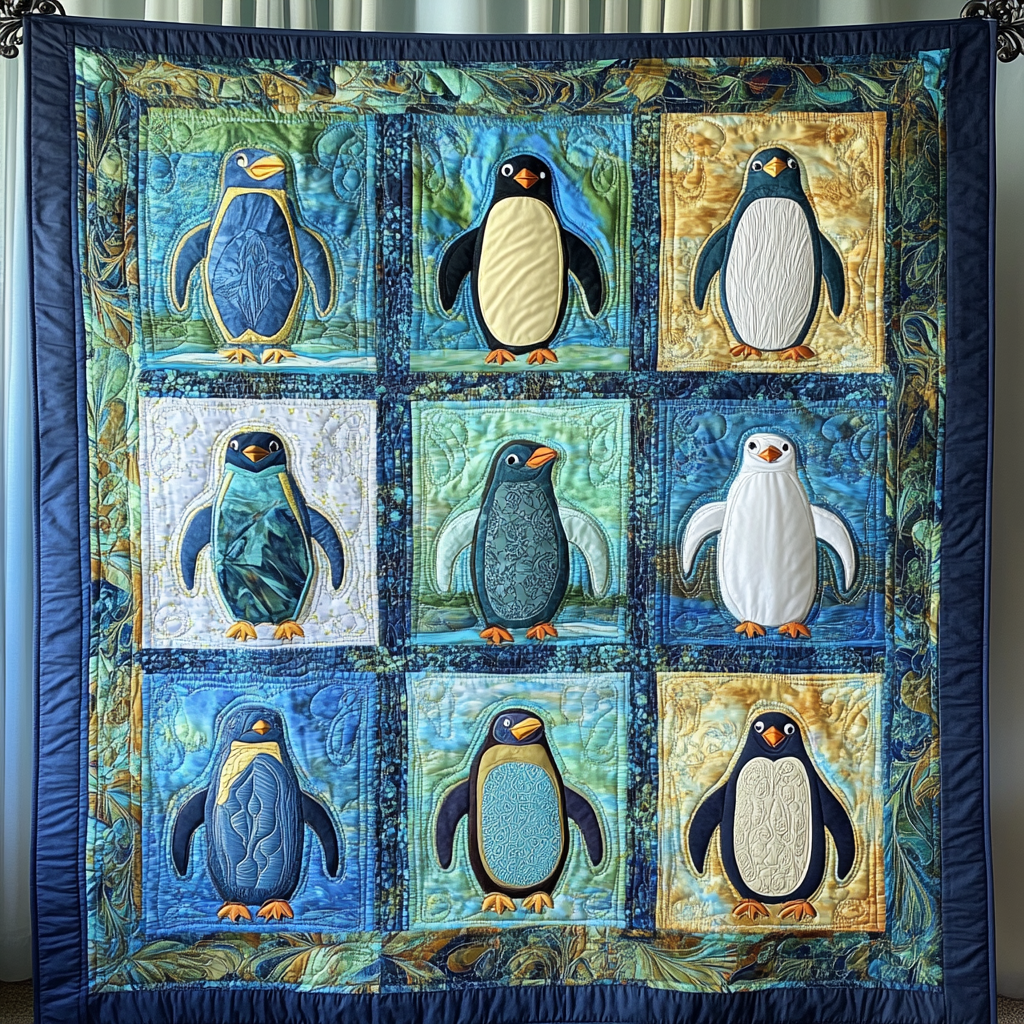 Pinguinschar Patchwork Decke