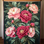 Rosa Pfingstrosen Blüten Kunst Wandbehang