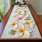Weisser Plumeria Blütentraum Tischläufer