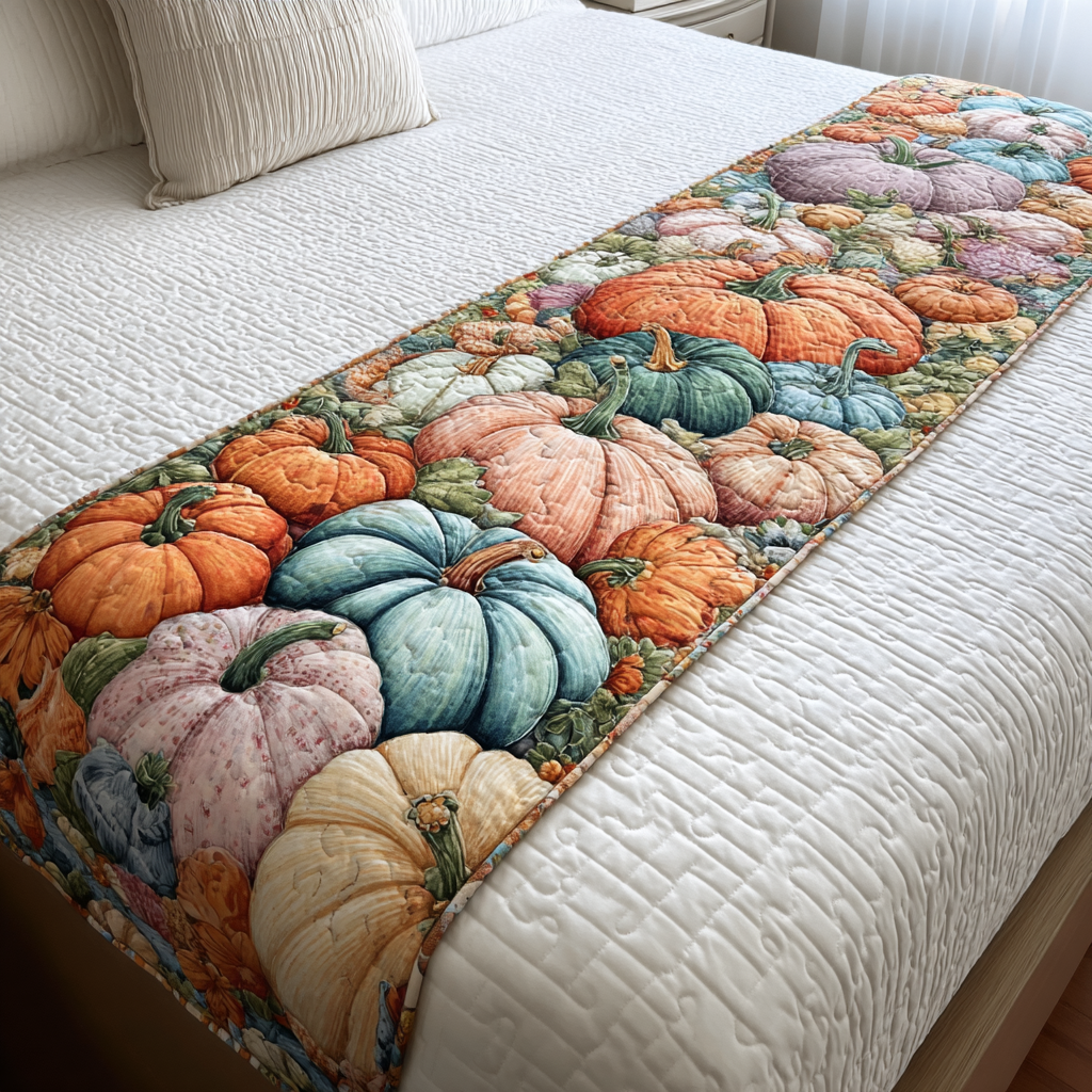 Bunte Kürbisse Herbstcharme Bettläufer