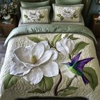 Weisse Magnolie Kolibri 3-teiliges Bettwäsche-Set
