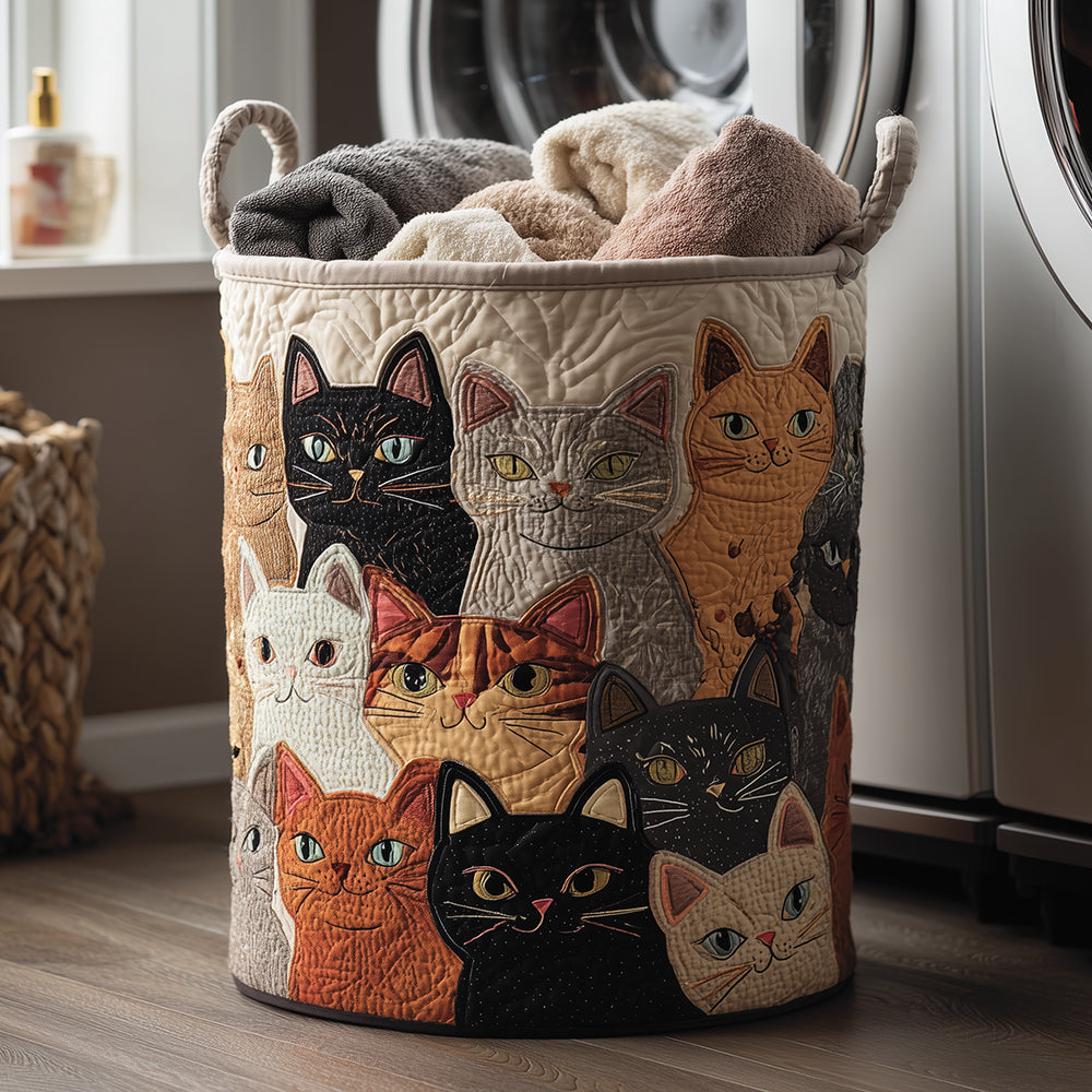 Katzen in Reihe Wäschekorb