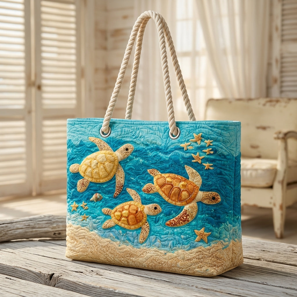 Strandtasche - Goldschildkröten im Meer