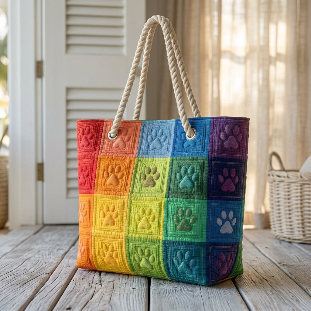 Strandtasche - Pfoten des Regenbogens