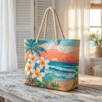 Strandtasche - Tropische Blumen an der Küste